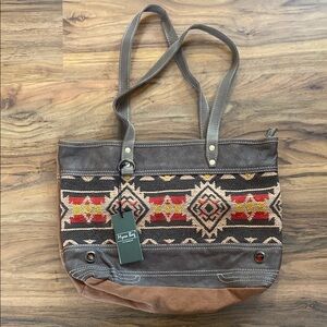 Brown and Red Myra Tote Bag